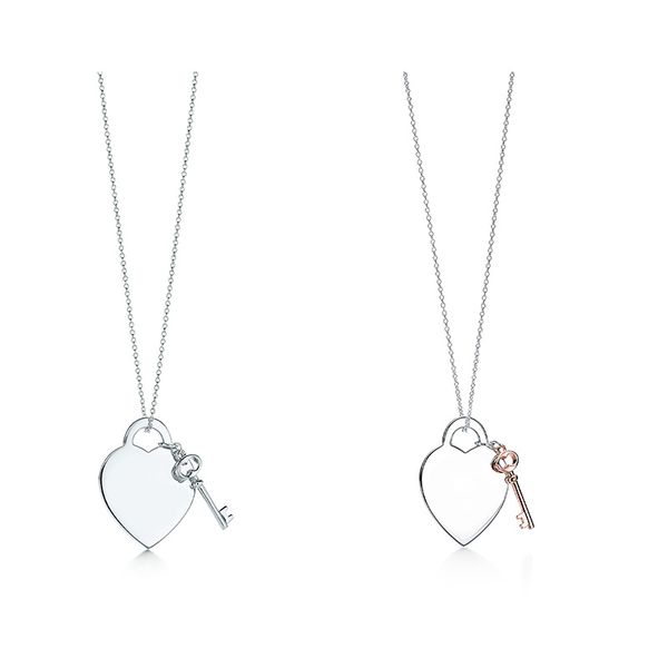 

designer single peach heart tag necklace woman stainless steel pendant luxury jewelry valentine's day christmas gift wholesale, Silver