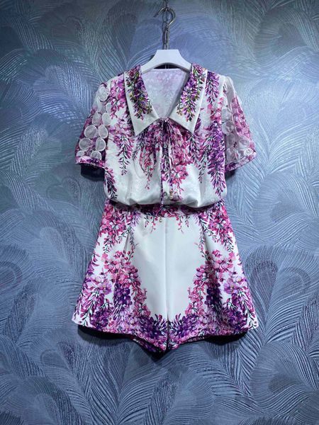 

fashion set for women two piece sets with a high-end sense of temperament, short sleeved positioning printing, single breasted shirt, two-pi, White