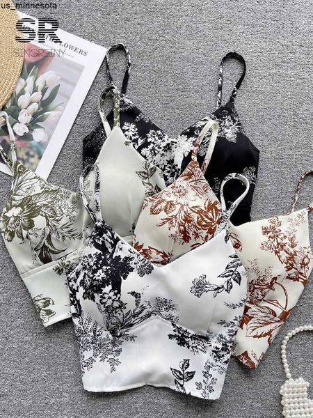

diy tanks camis singreiny floral print camisole elegant summer strap elastic waist retro fashion backless ladies slim casual tank j230418, Black