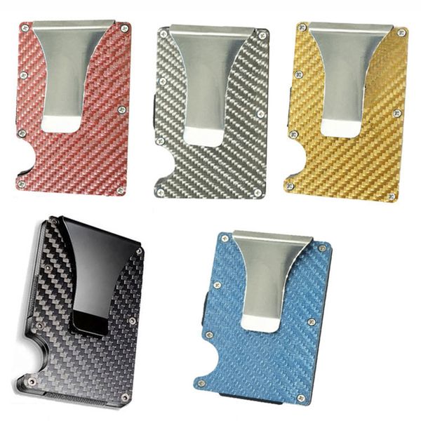 

black carbon fiber money clip party favor rfid blocking wallet slim design credit card business card id holder