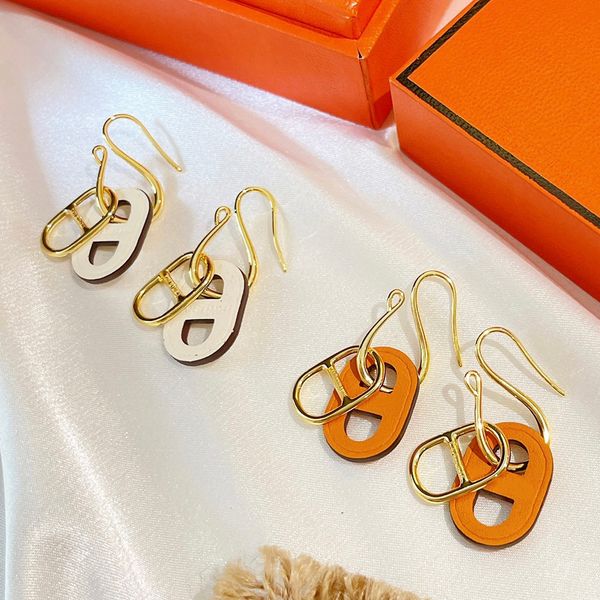 

o maillon earrings charm h for woman stud designer gold plated 18k t0p highest counter advanced materials european size jewelry premium gift, Golden