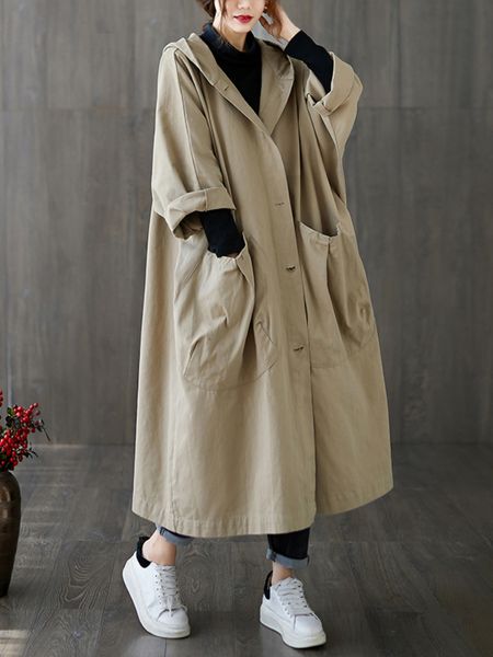 

women's jackets coats woman winter trench for women loose long large pocket hooded casual jacket 230418, Black;brown