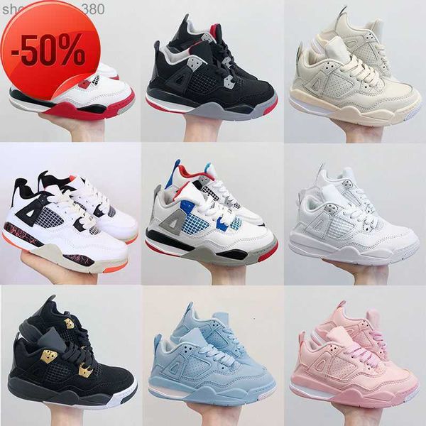 

2023 jumpman kids 4s kids basketball shoes chicago 4 retro infant boy girl sneaker toddlers fashion baby trainers children footweareur 26-35, Black