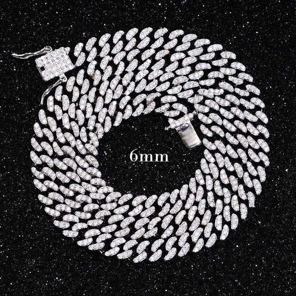 

custom made 6mm single row cuabn chain s925 silver necklaces gold plated hiphop moissanite diamond cuban chain necklace