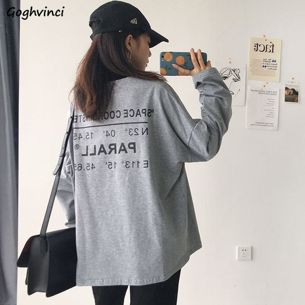 

women's tshirt tshirt letter soft boyfriend long sleeve simple allmatch students daily fashion ulzzang females tees chic 230417, White
