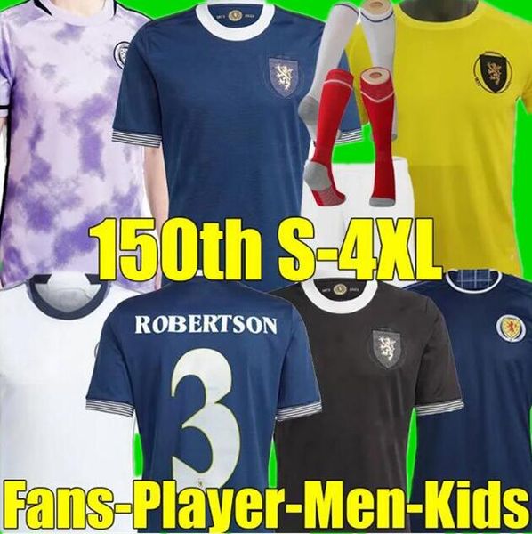 

4xl 23/24 scotland 150th anniversary soccer jerseys 2023 fans player version tierney dykes adams christie mcgregor mcginn mckenna men kids k, Black;yellow