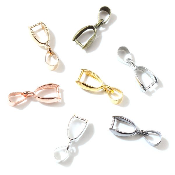 

50pcs/lot 5x14mm 6x17mm 8x20mm 7 colors plated pendants clasps clips bails connectors copper charm bail beads jewelry findings jewelry makin, Blue;slivery