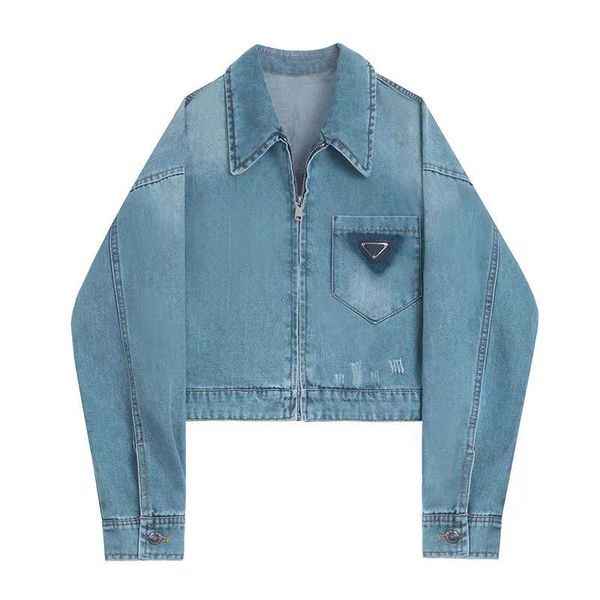 

women jackets denim long sleeve button letter triangle autumn spring jacket fashion jeans coat classic windbreaker coats asian size, Black;brown