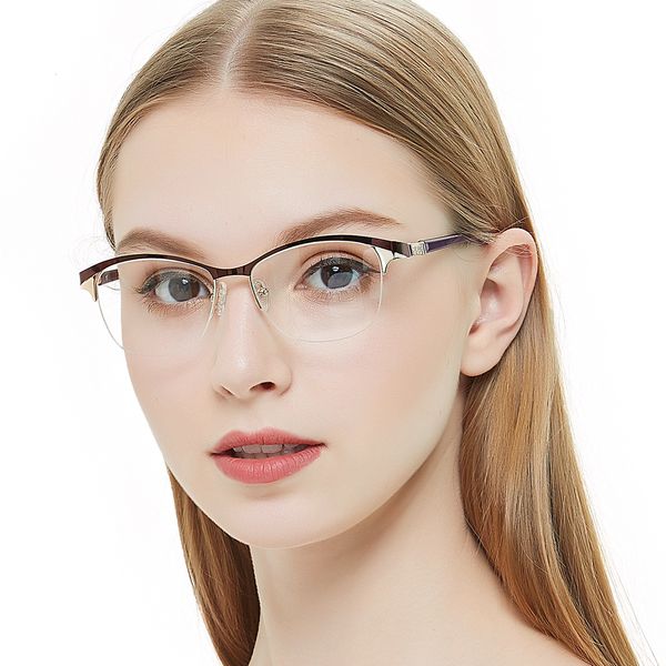 

sunglasses frames metal glasses frame women vintage eyeglasses prescription eyewear stylish spring hinges optical spectacle eye occi chiari, Silver