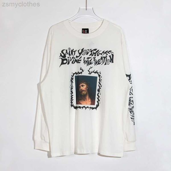 

men's t-shirts saint michael spring summer men women t shirt profile p vintage hip hop high street casual oversized long sleeve tee, White;black