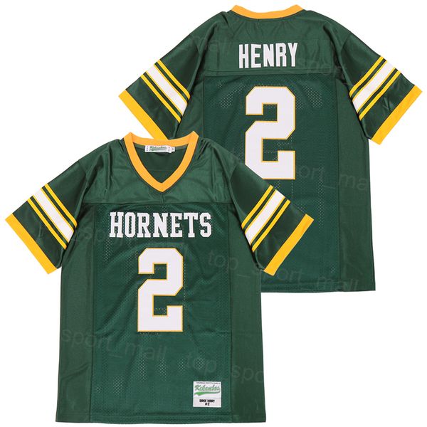 

high school football 2 derrick henry jersey yulee hornets moive pure cotton breathable green team college stitched university for sport fans, Black