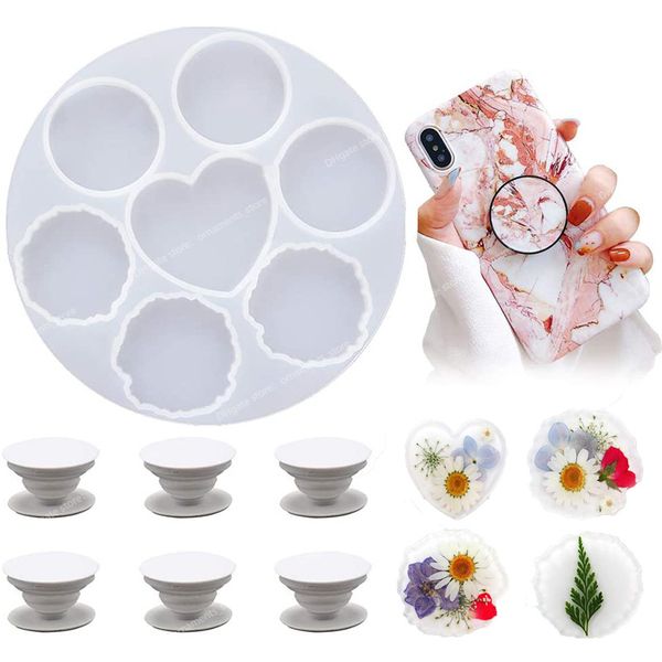 

new crystal epoxy resin mold mirror round irregular mobile phone airbag holder resin silicone mold jewelry accessoriesjewelry tools equipmen