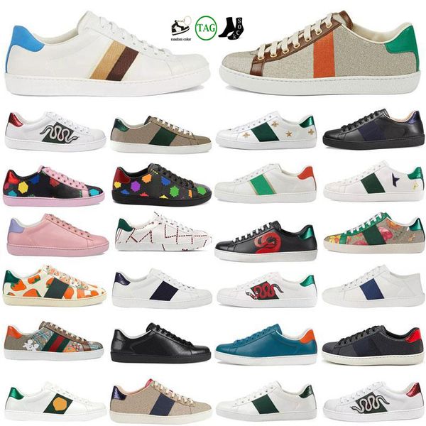 

2023 luxurys designer ace shoes casual sneakers bee chaussures leather trainers embroidery stripes sneaker walking sports shoe and men women