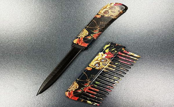 

tactical knife skull pattern small brush comb knife ladies selfdefense tool6015170