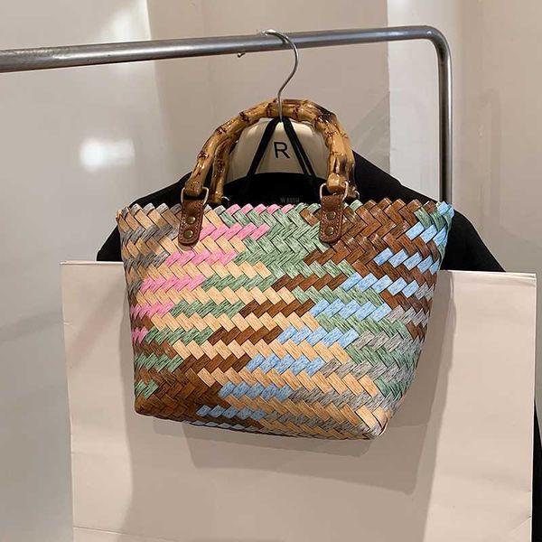 

evening bags summer straw bag for women woven handmade luxury handbag large capacity lady tote vacation beach bag rattan shoulder bag basket