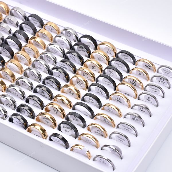 

10pcs/lot multicolor smooth stainless steel polishing rings width 2mm-8mm for women men width 2mm-8mm fashion jewelryrings jewelry accessori, Golden;silver