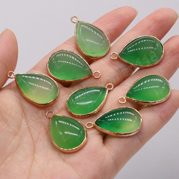 

17x29mm water drop pendant natural jade stone crafts diy jewelry necklace earring accessories gift making party decor, Bronze;silver