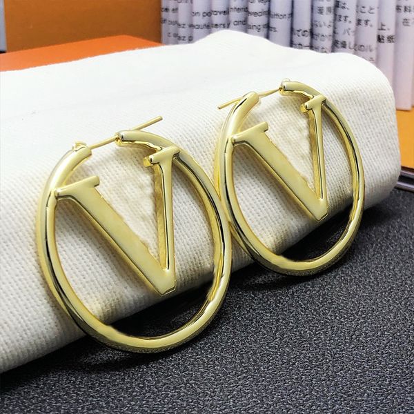 

luxury designer earring fashion womens earrings letter golden circle jewelry ladies clip-on and screw back, Silver