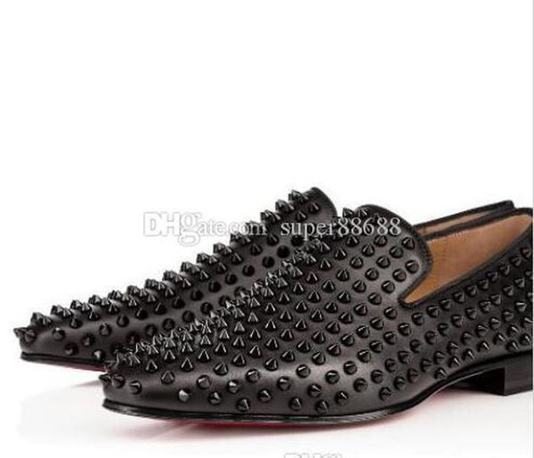 

with box 2023 designer christians red-bottoms shoes fashion luxury designer brand black glitter spikes studded s loafers shoes men flats emw