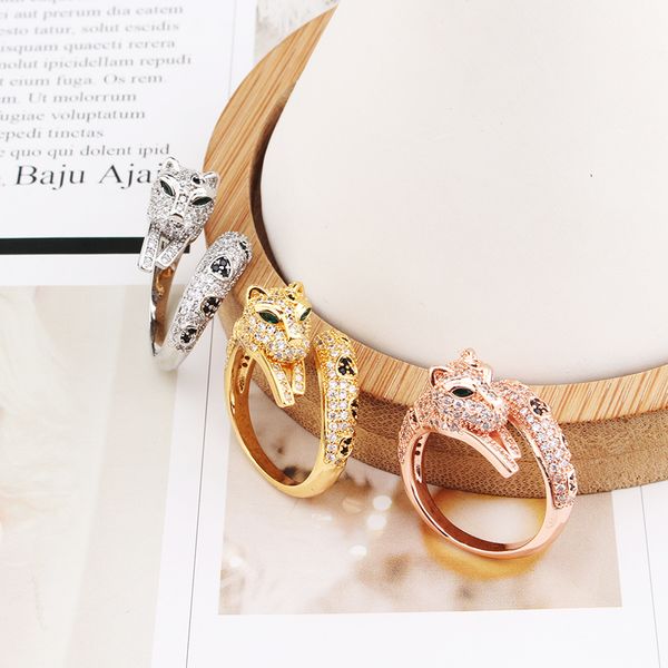 

silver 18k gold stones plating wedding engagement rings for women luxury leopard diamond ring men christmas party girls lovers bridal christ