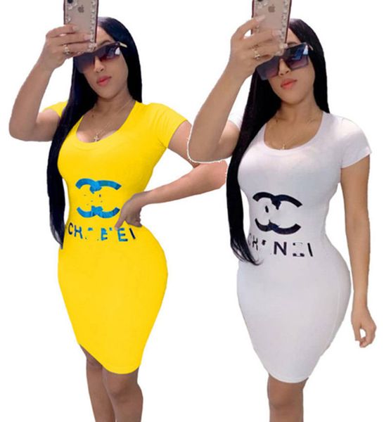 

2023 brand designer women dresses fashion letter clothing short sleeve casual skinny dress summer clothes 4510, Black;gray