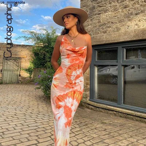 

casual dresses cryptographic tie dye print fashion backless lace up midi dresses sleeveless club party holiday spaghetti strap sundress j230, Black;gray