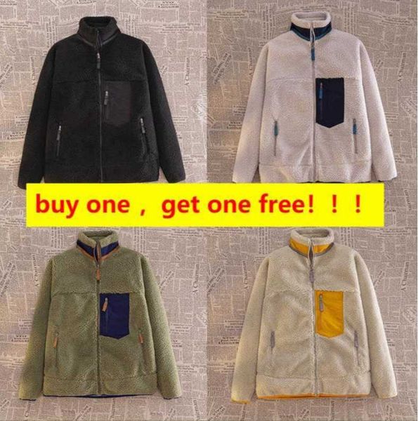 

patagonias 23ss men fleece jacket classic retro mens thick warm down designer models lamb cashmere stand collar couple winter coat 112, Black;brown