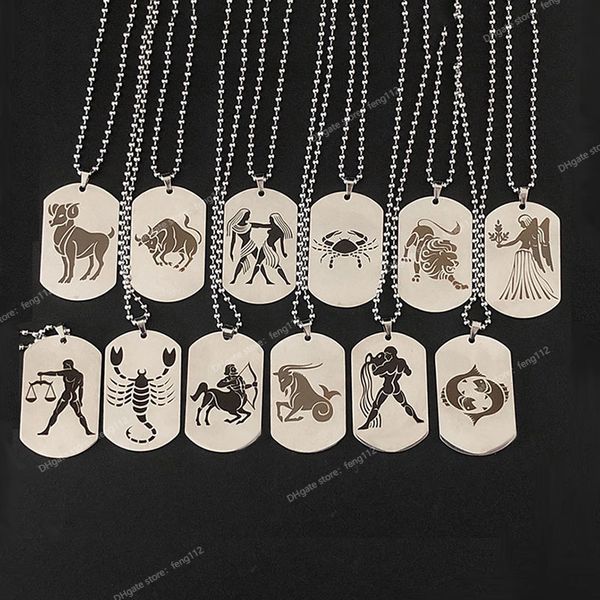 

stainless steel 12 horoscope zodiac sign silver color pendant necklace aries leo wholesale dropshipping 12 constellation jewelry fashion jew
