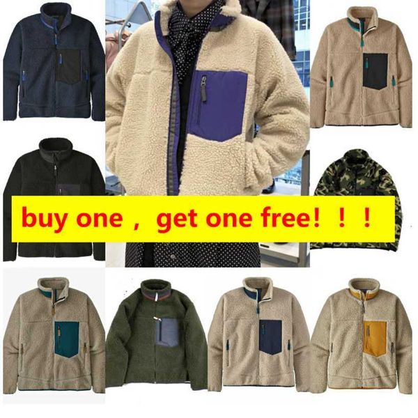 

patagonias men fleece jacket classic retro mens thick warm down designer models lamb cashmere stand collar couple winter coat 33, Black;brown