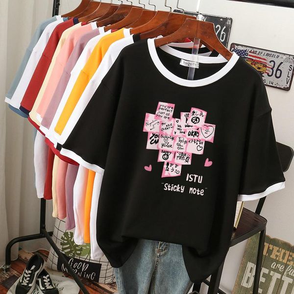 

t-shirt oversized t shirts 100% cotton plus size t shirt summer tees letter printed o neck l4xl short sleeve tshirt women, Black
