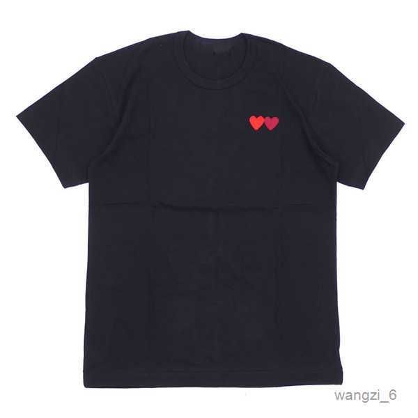 

men's play t shirt cdg embroidery red heart des casual women badge quanlity cotton short sleeve summer loose oversize tee 9 tf6v, White;black
