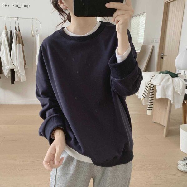 

women's hoodies & sweatshirts sweater coat spring and autumn new korean version slim long sleeve round neck basic cotton 11, Black