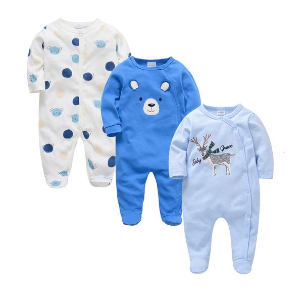 

rompers 2/3 pcs set baby rompers 0-12 months cotton autumn winter overalls cartoon print born clothes infant toddlers jumpsuit 230418, Blue