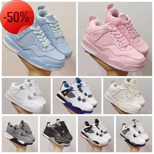 

2023 infant toddlers quality products j 4s kids basketball shoes chicago 4 boy girl sneaker light green lights grey khaki baby trainers chil, Black