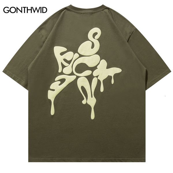 

mens tshirts harajuku t shirt streetwear hip hop letter star print short sleeve tshirt fashion casual cotton loose tee shirts summer 230418, White;black