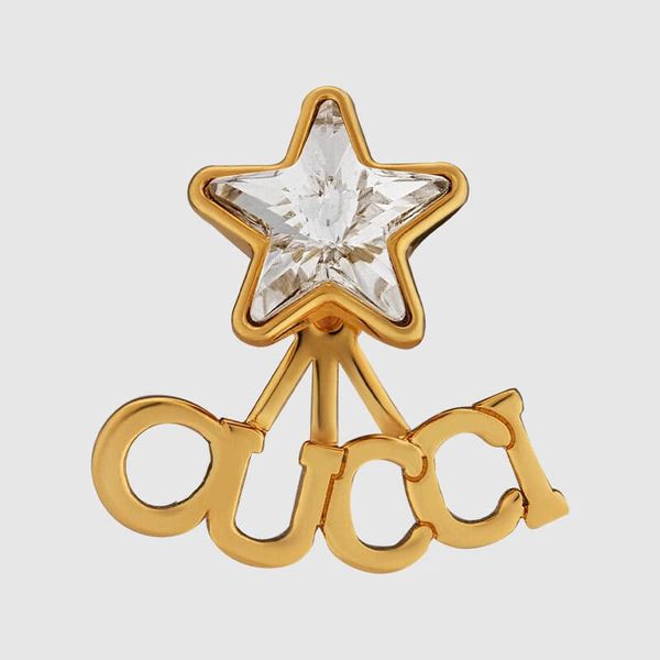 

classic star dangle earrings gold plated diamond letter earrings womens designer trendy hip hop style, Silver