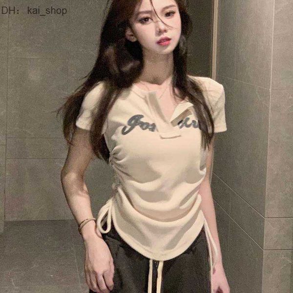 

t-shirt american spicy girls short sleeve summer design sense, slim fit, and unique ins fashion1, White