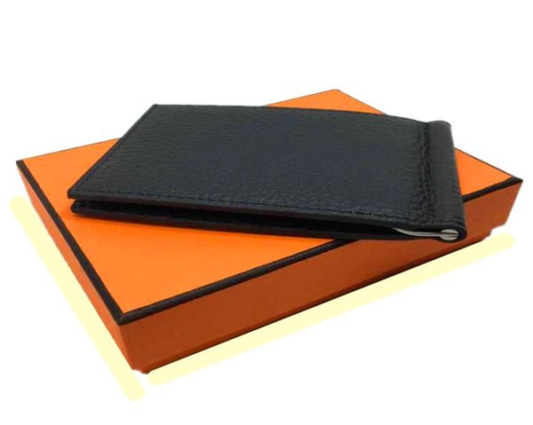 

7 colors genuine leather credit card holder wallet with metal clip classic desinger mens womens money clip 2023 new arrivals fashi6651596, Brown;gray