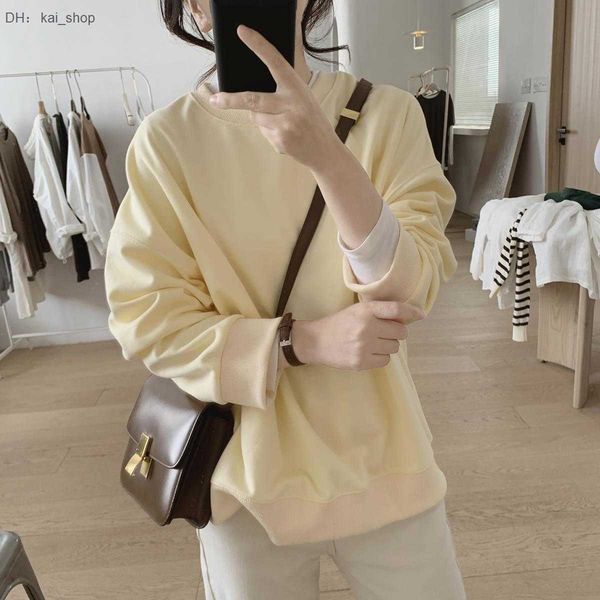 

women's hoodies & sweatshirts sweater coat spring and autumn new korean version slim long sleeve round neck basic cotton 31, Black