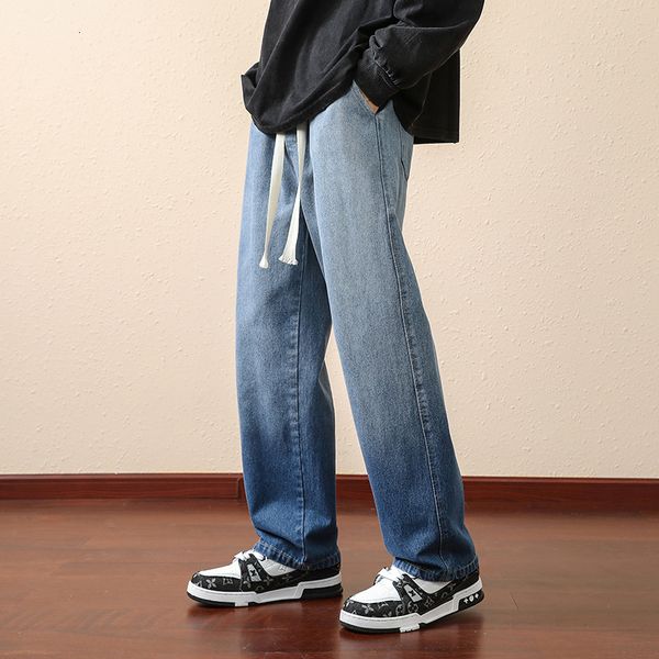 

men's jeans men straight loose gradient denim pants streetwear spring wide leg neutral brand casual fashion baggy trousers 230418, Blue