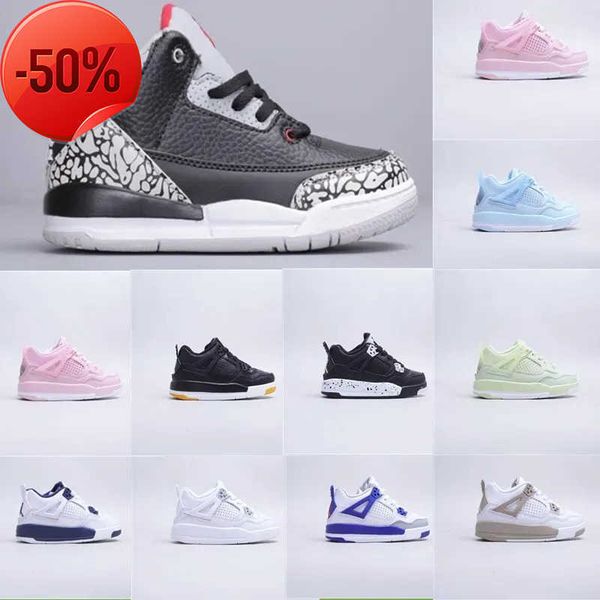 

boys basketball 4 jumpman 4s shoe kids shoes children mid sneaker designer scotts military cat trainers baby toddler infants sports athletic, Black