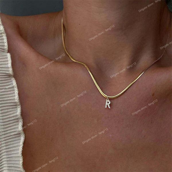 

2022 new classic letter pendant necklace women fashion width 2mm stainless steel snake chain necklace for women jewelry gift fashion jewelry, Silver