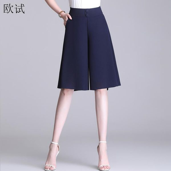 

shorts plus size chiffon high waisted shorts for women summer korean woman black ladies bermuda womens shorts wide leg short pants, White;black