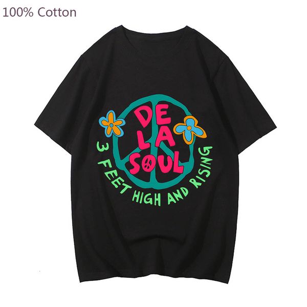 

mens tshirts de la soul fashion anime tshirts printed graphic harajuku casual 100% cotton menwomen teeshirt cute cartoon 230417, White;black