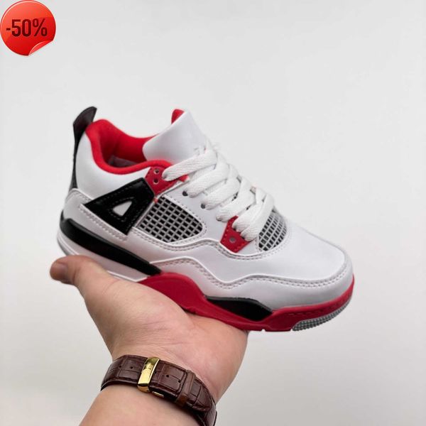 

2023 4 kids basketball shoe children's outdoor sport shoes gym red chicago 4s fashion boys and girls casual sports shoes, Black