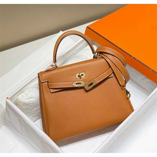 

tote handbag kellie kellybag hand sewn lychee pattern togo cowhide classic versatile large capacity portable one shoulder cross body women&#