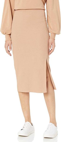 

the drop women's veronique high-waist slit skirt, Black;gray