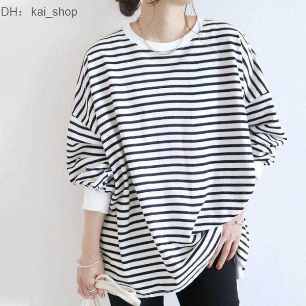 

women's hoodies & sweatshirts lotte 2023 new stripe sweater large bottom, Black