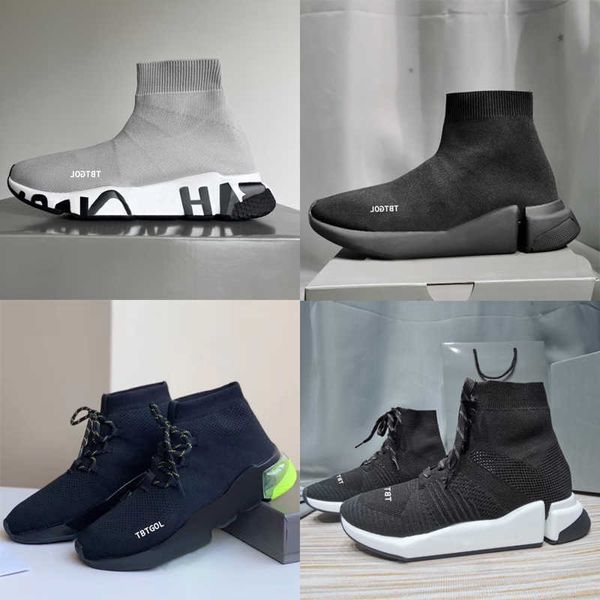 

designer casual shoes sock sports trainers 1.0 2.0 3.0 lace-up trainer luxury women men nude glitter graffiti runners sneakers socks boots k, Black