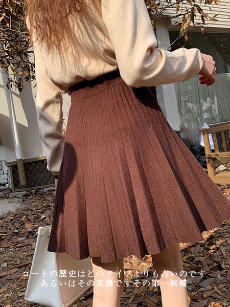 

dresses surmiitro knit mini pleated skirt women 2022 winter korean fashion solid allmatch a line high waist short skirt female, White;black
